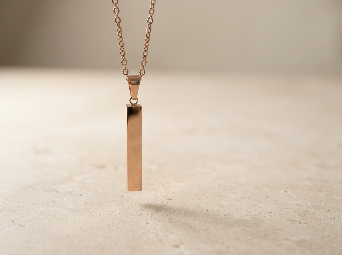 Rose Gold Vertical Bar Necklace