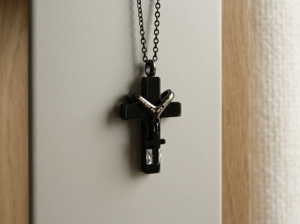 Black Cross Capsule Pendant Necklace