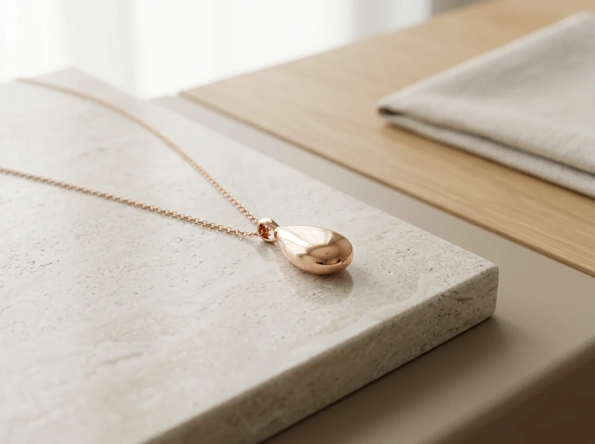 Rose Gold Teardrop Capsule Necklace