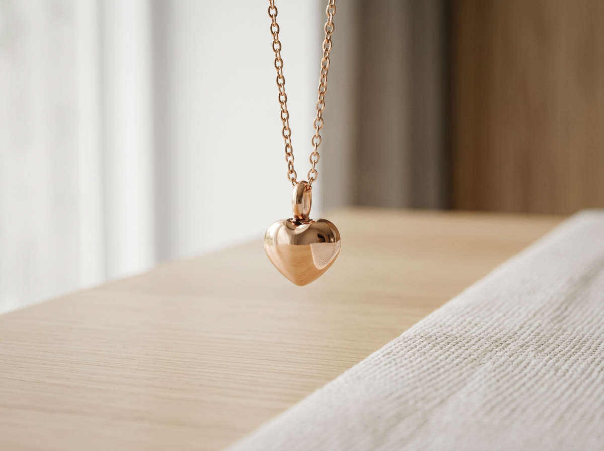 Rosy Heart Capsule Necklace