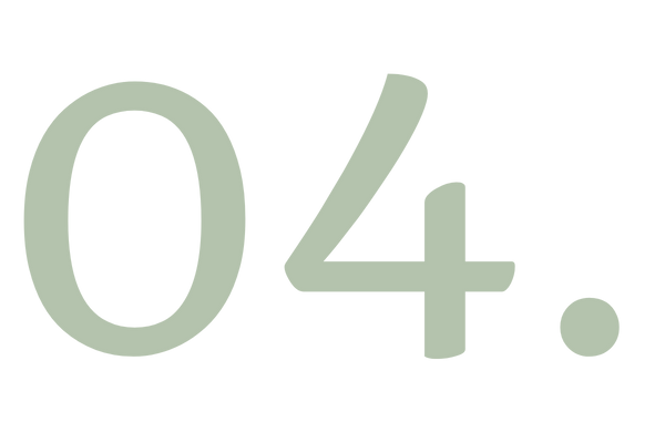 Close-up of a large, green number '04.' on a black background.