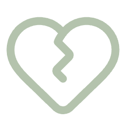 A broken heart icon with a jagged crack down the middle.