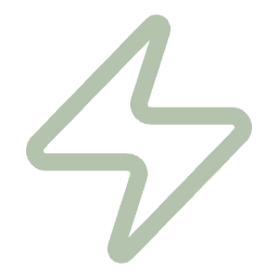 Stylized lightning bolt icon with a grayish-green color