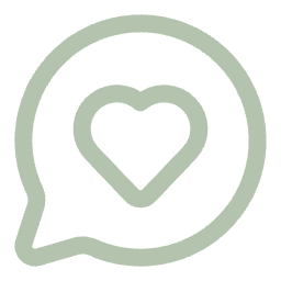 Icon of a speech bubble with a heart inside