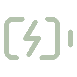Icon of a battery with a lightning bolt inside, indicating charging or power