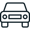 Outline drawing of a car viewed from the front