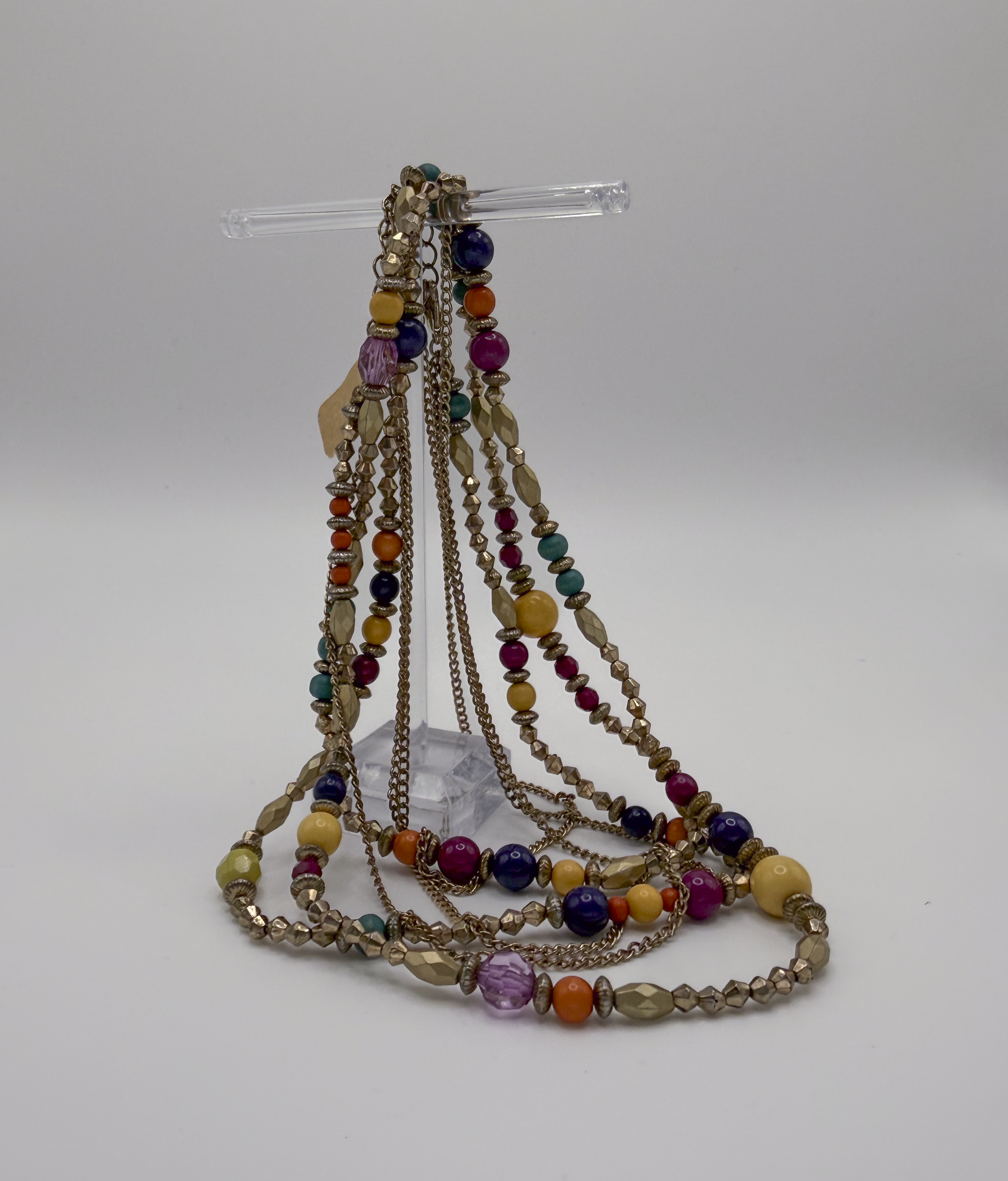 Extended Gold Bead & Chain Necklace