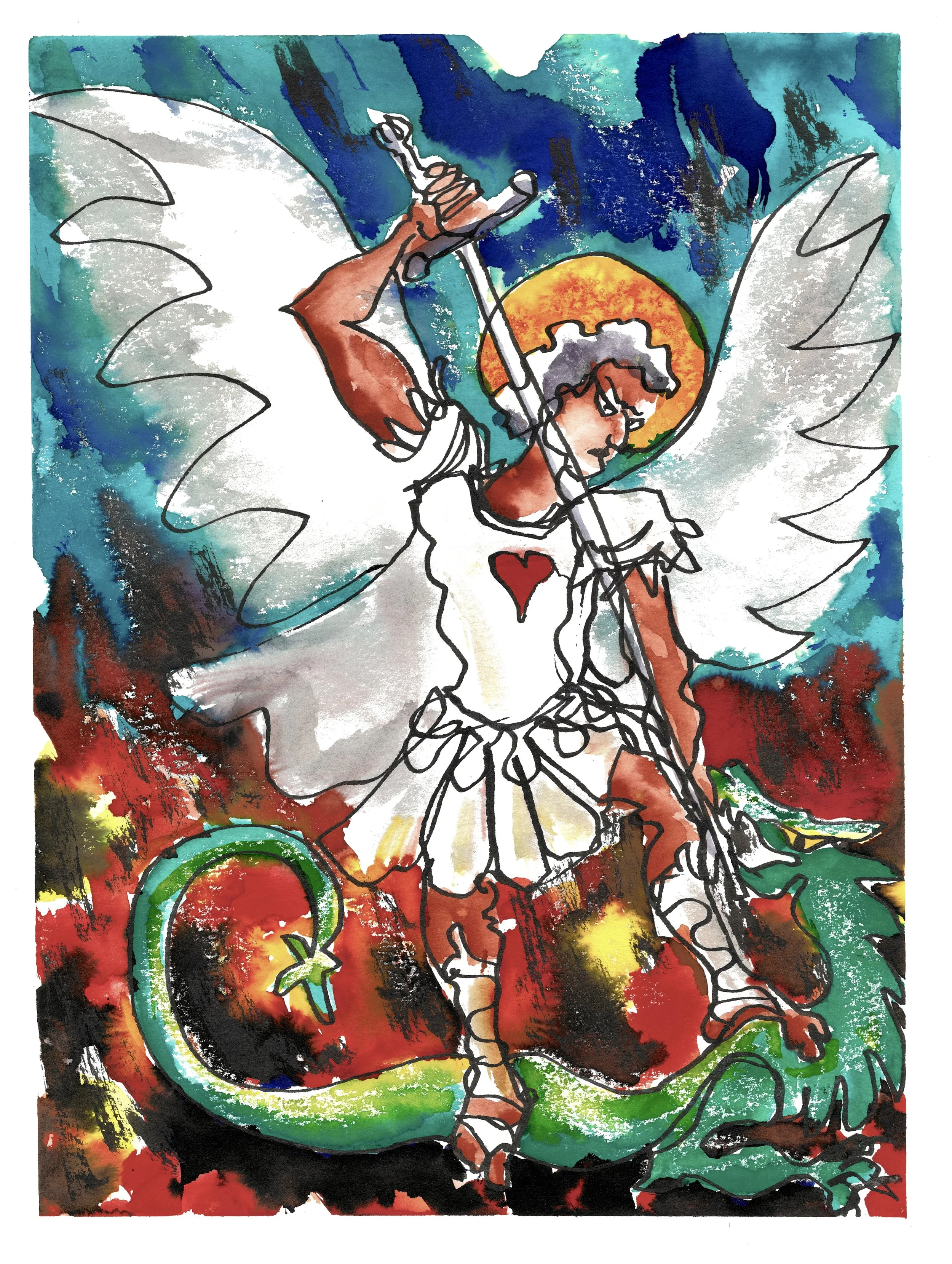 Saint Michael drawing by Meagan Burns