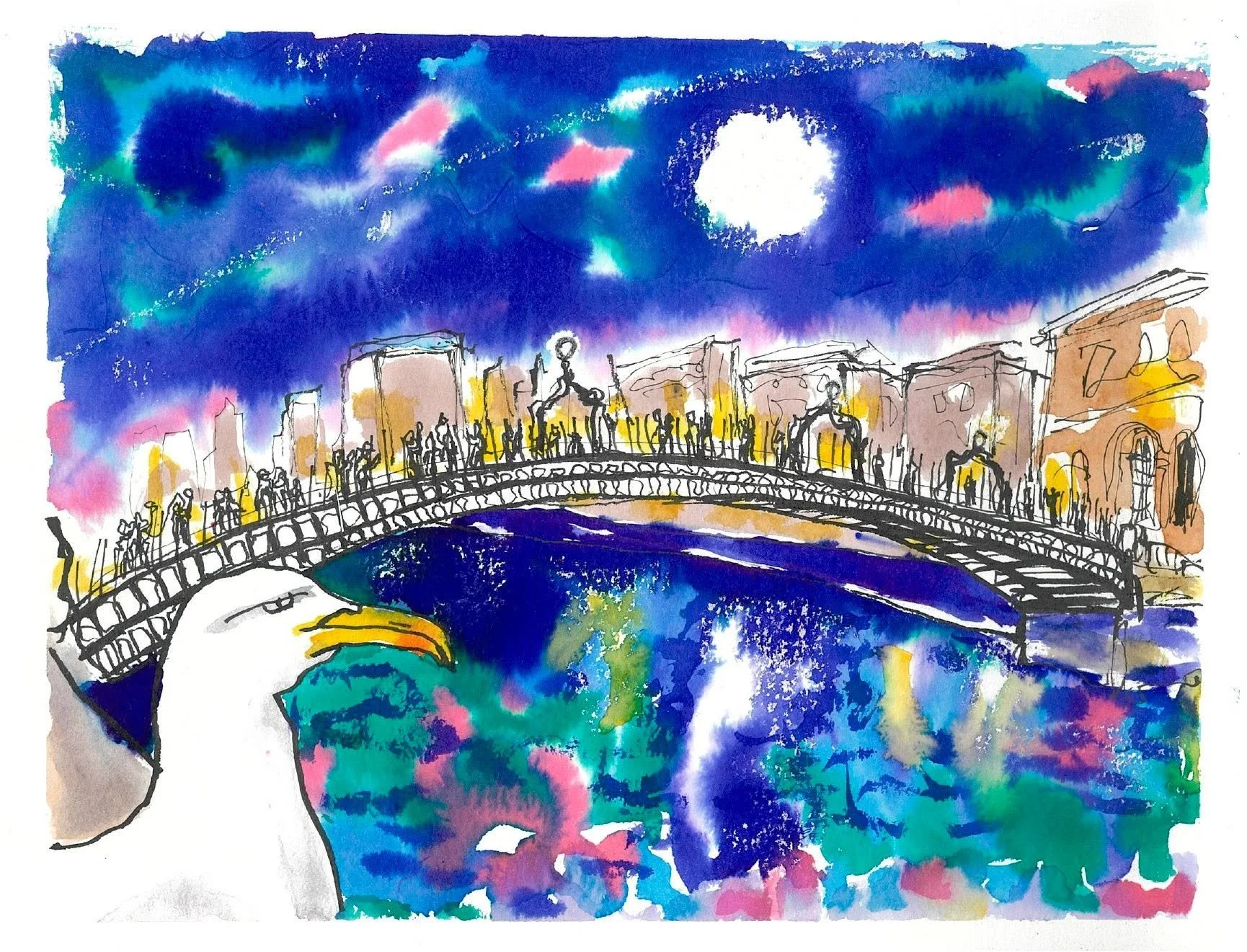 Sketch Ireland with Meagan Burns Urban Sketchers Dublin Ha'Penny Bridge