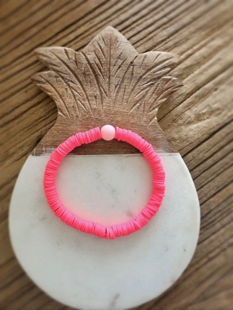 Neon Pink Tidal Stack Bracelet with a delicate stretch design, vibrant colour, and effortless everyday style.