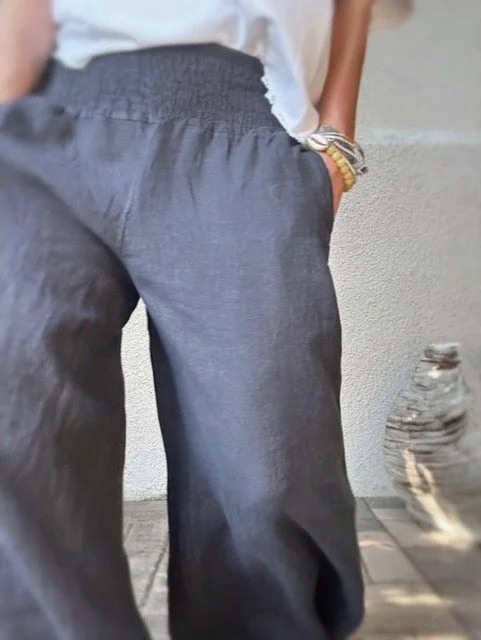 Wide Leg Linen Pant - Navy Blue *NEW*