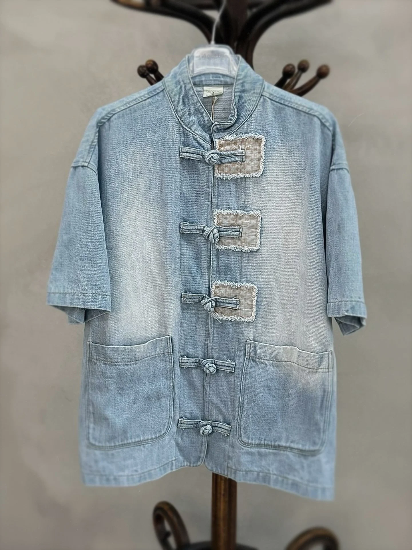 Banditas Kimono Flamino 100% cotton washed denim top made in Italy
