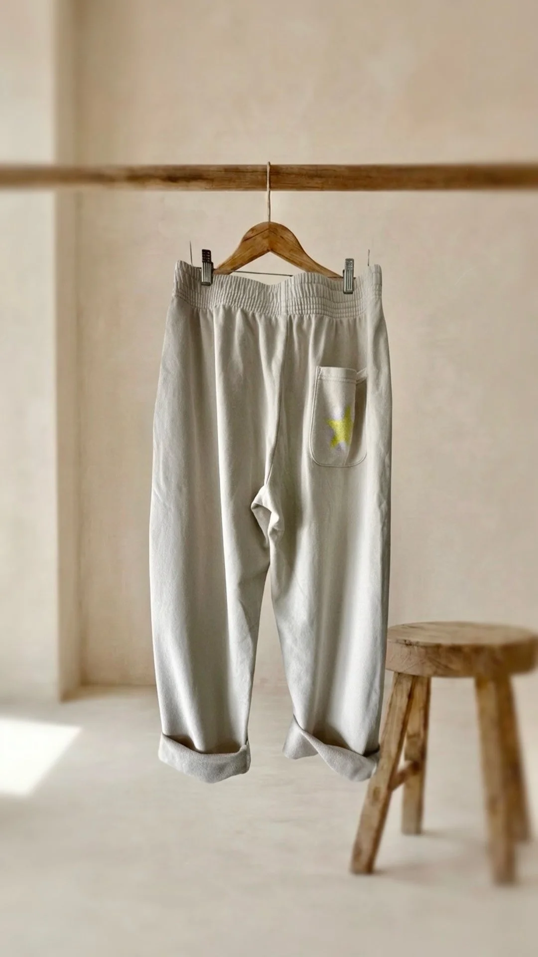 Signature star cotton joggers with chartreuse star on back pocket