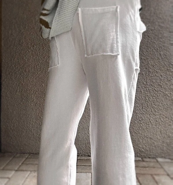 White women's joggers with soft cotton blend fabric and comfortable stretch