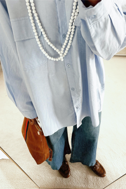 Banditas from Marseille Hutting Shirt oversized light blue cotton shirt