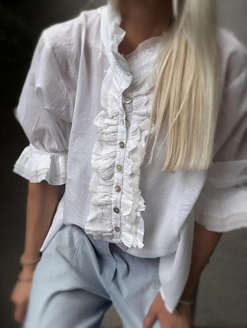 White Ruffle Blouse