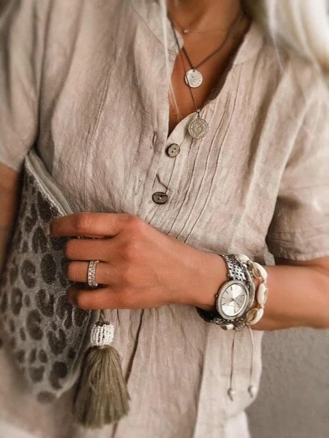 Scarletta Linen Blouse - Nude   *NEW*