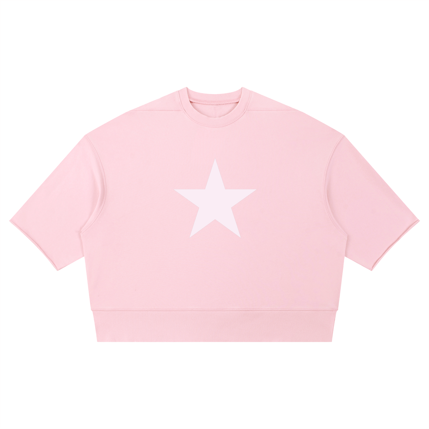 Pink mineral wash boxy tee with pale pink star graphic
