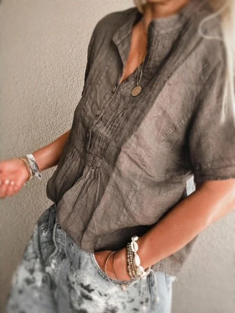 Scarletta Hana Linen Blouse - Mud   *NEW*