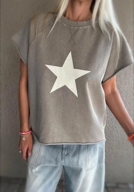 Star Tee – Taupe with Cream Star *NEW*