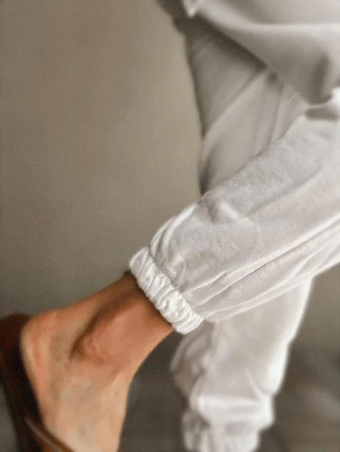 Italian made women's white cotton joggers with comfortable everyday fit