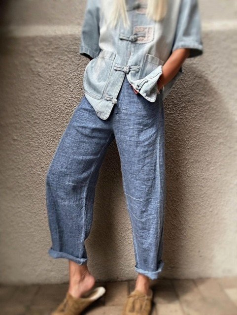 Banditas from Marseille Kimono Flamino relaxed cotton denim top
