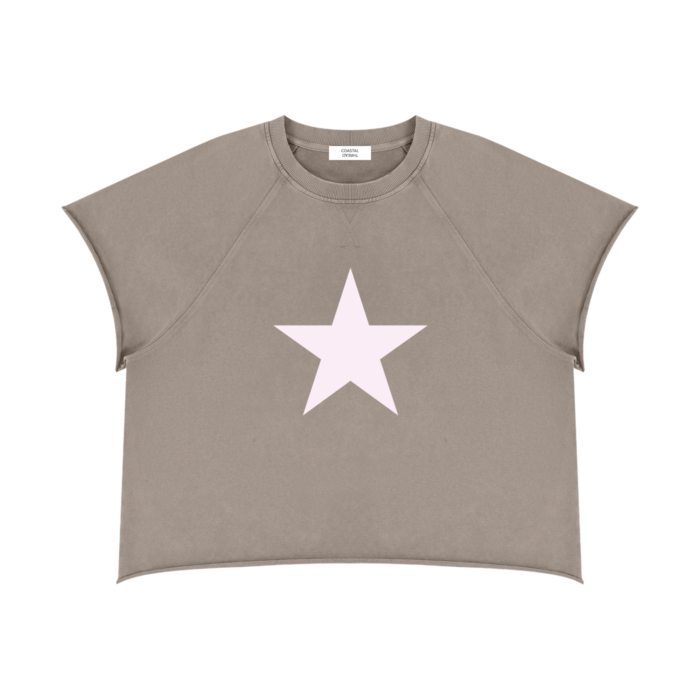 Star Tee – Taupe with Pink Star *NEW*