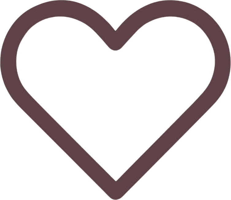 Outline of a heart in purple on a black background.