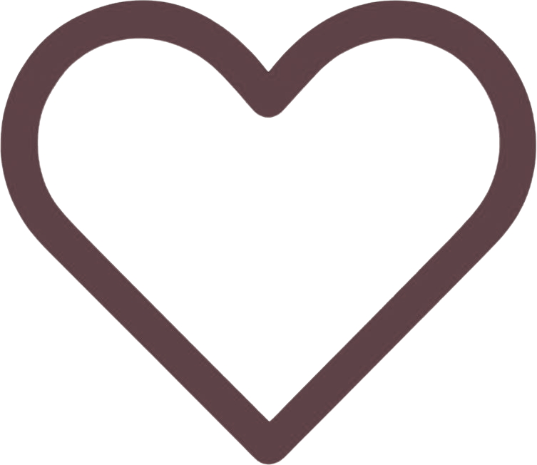Outline of a heart shape with a dark outline