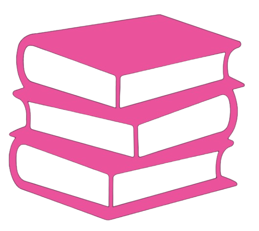 Illustration of three pink books stacked on top of each other.