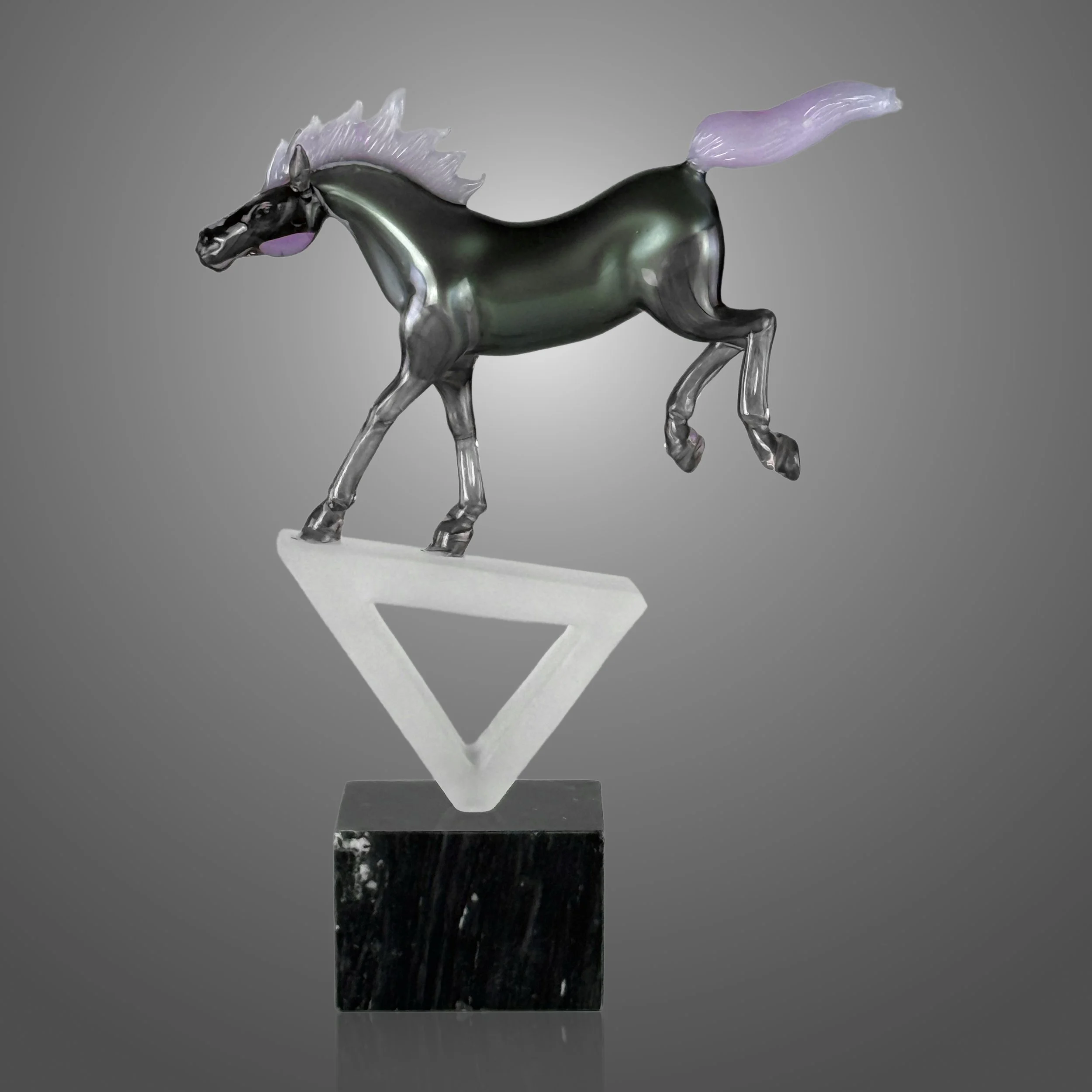 Leaping Stallion Sculpture with Lilac Accents