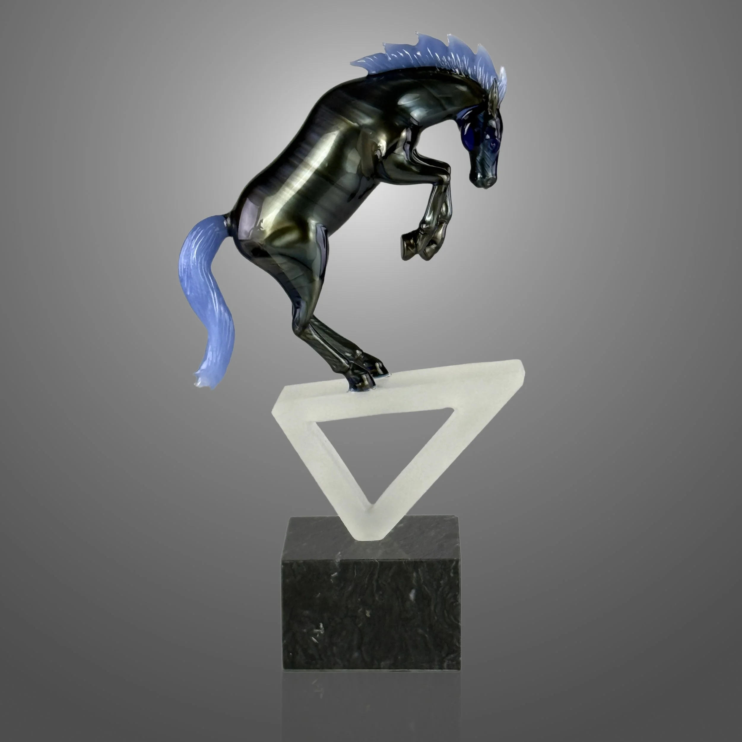 Cobalt Metallic Stallion Sculpture