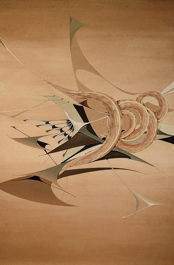 Deneb III, 116 x 72cm vegetal dyes, korean ink, Hanji paper, 2026