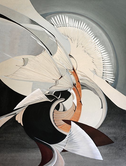 Waggy-shaggy, 116 x 72cm vegetal dyes, korean ink, Hanji paper, 2026