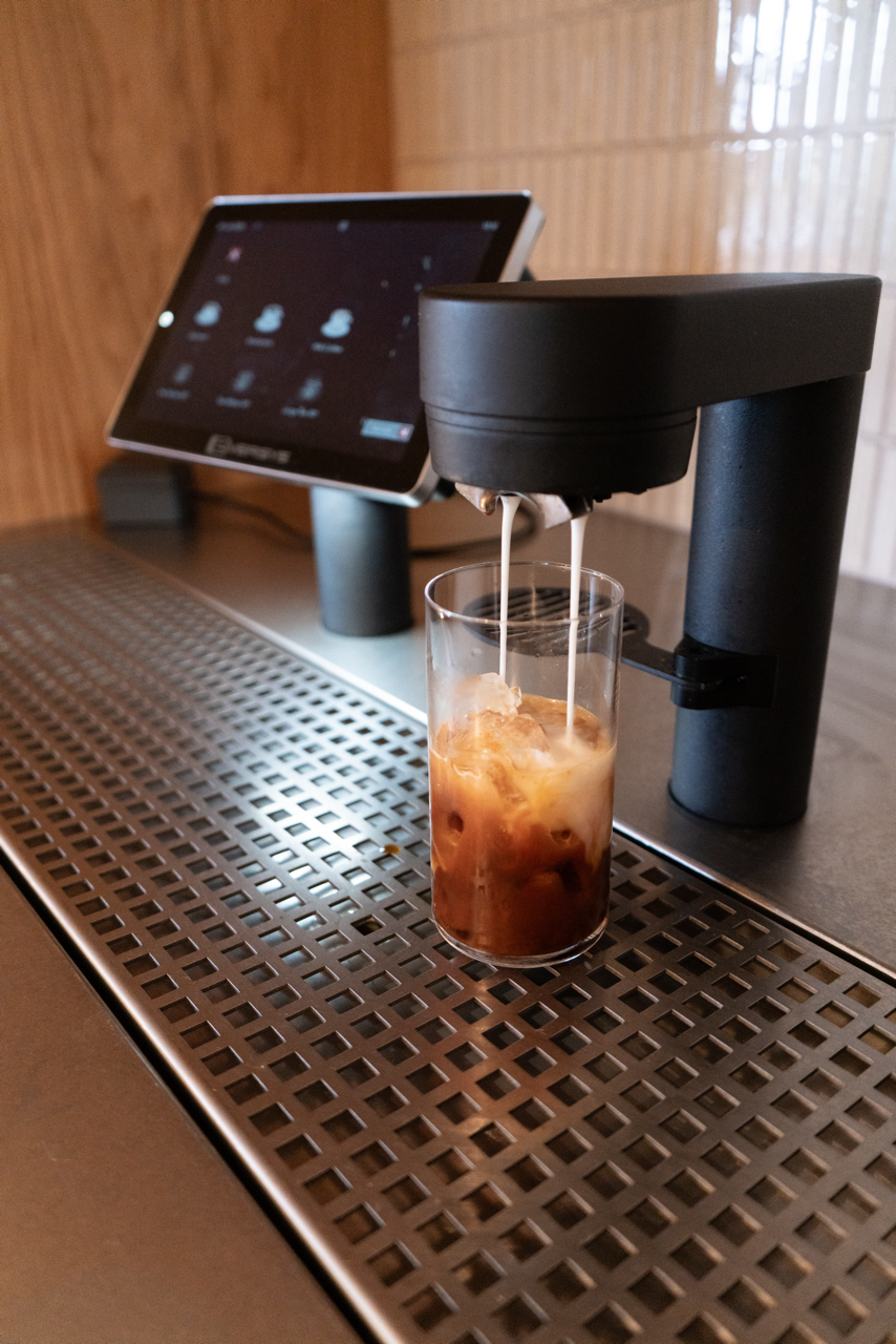 Iced coffee being prepared using a SPECTER coffee tap at Restaurant BARR in Copenhagen.