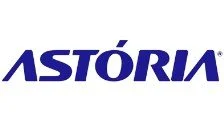 Logotipo da marca Astoria em cores azul e branco.