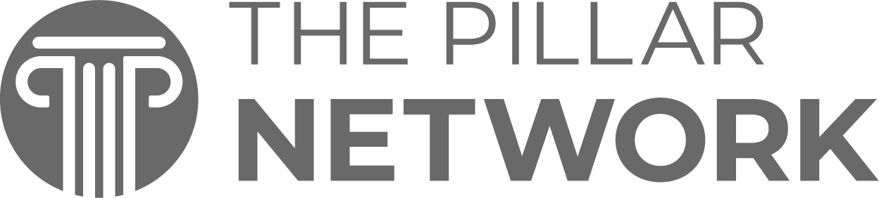 Logo of The Pillar Network featuring a stylized pillar in a circle and text