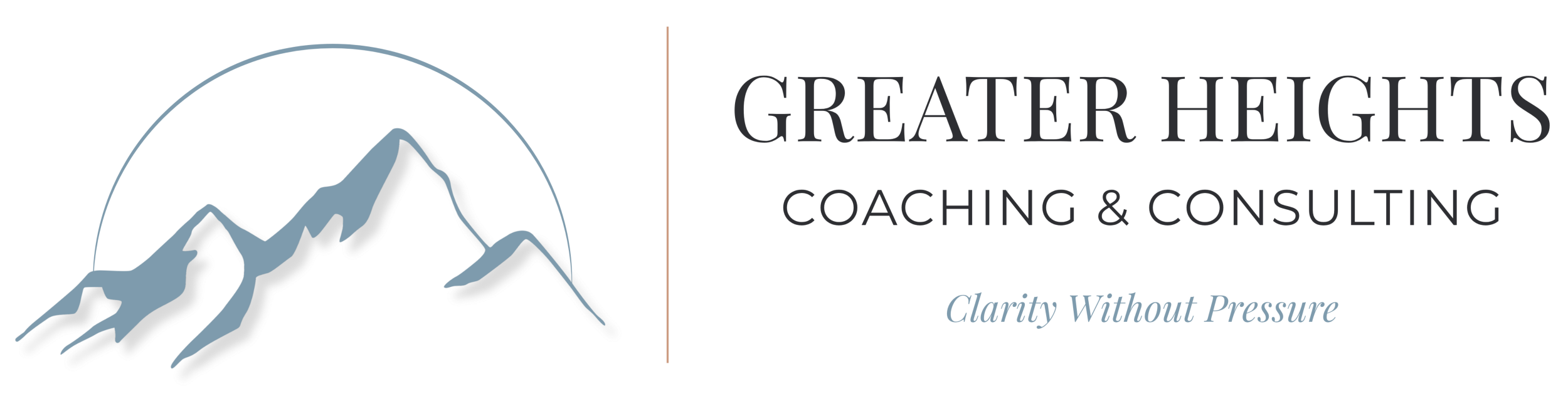 logo with mountain peaks graphic in light blue