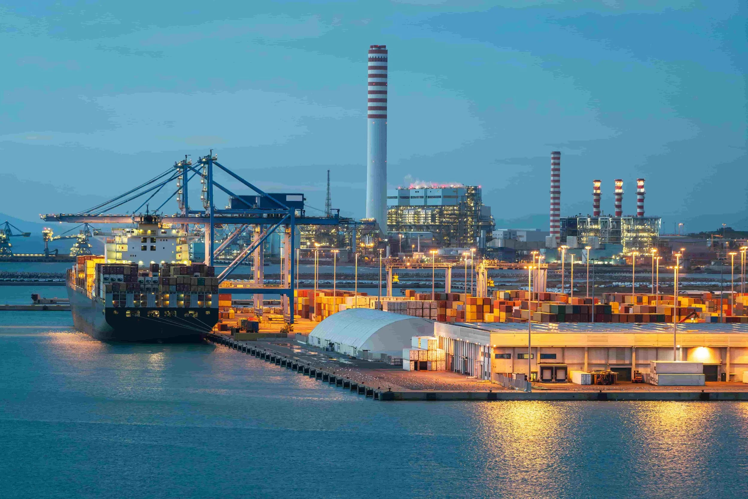Industrial plant at sunset.