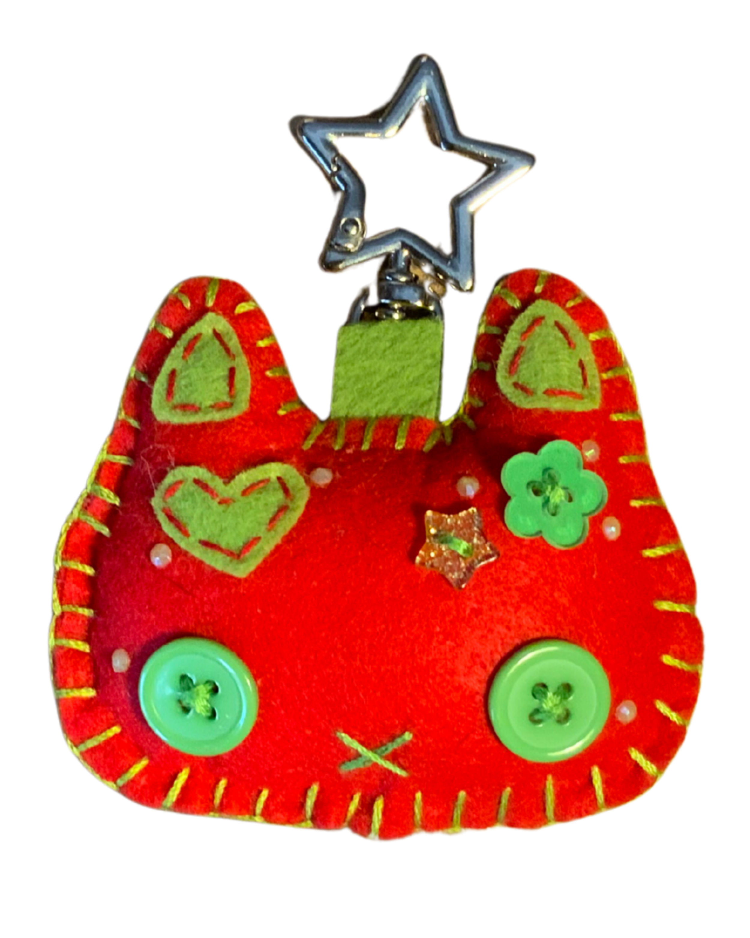 Cat Uncrustable Baby Keychain -Red & Green