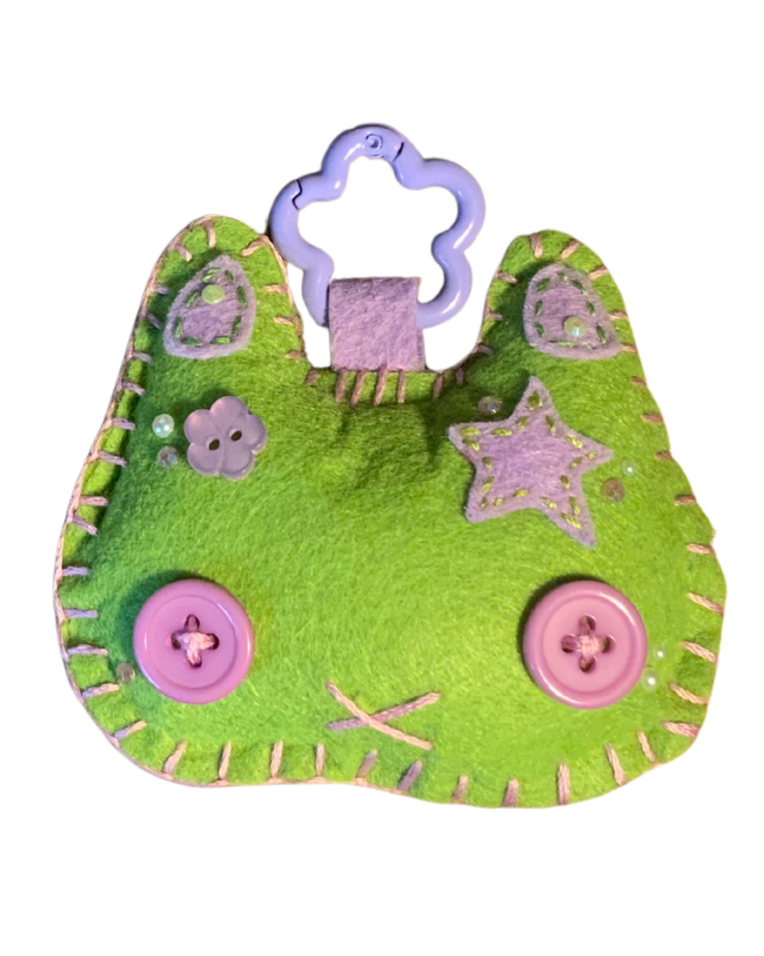 Cat Uncrustable Baby Keychain - Lime & Lilac