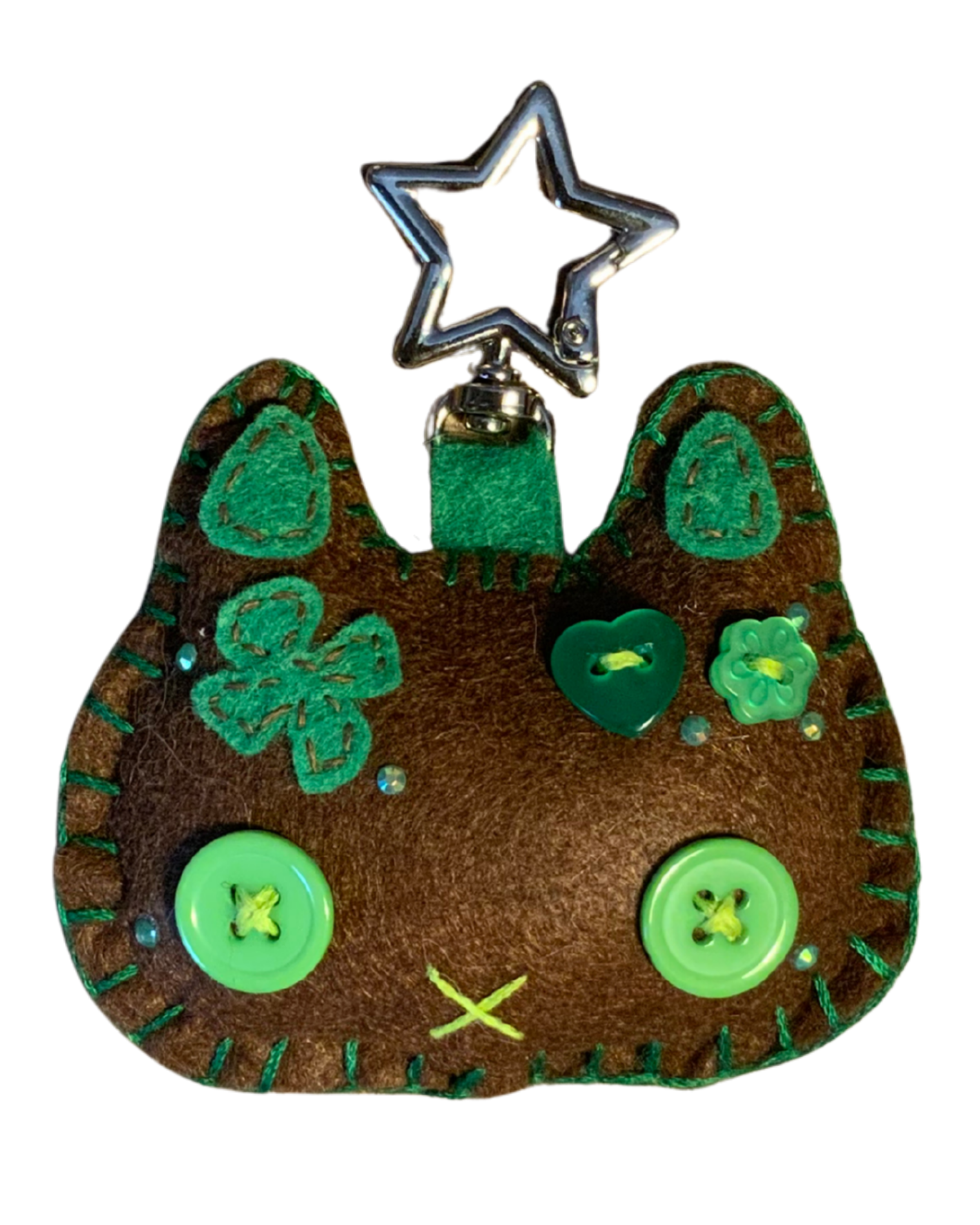 Cat Uncrustable Baby Keychain - Brown & Green