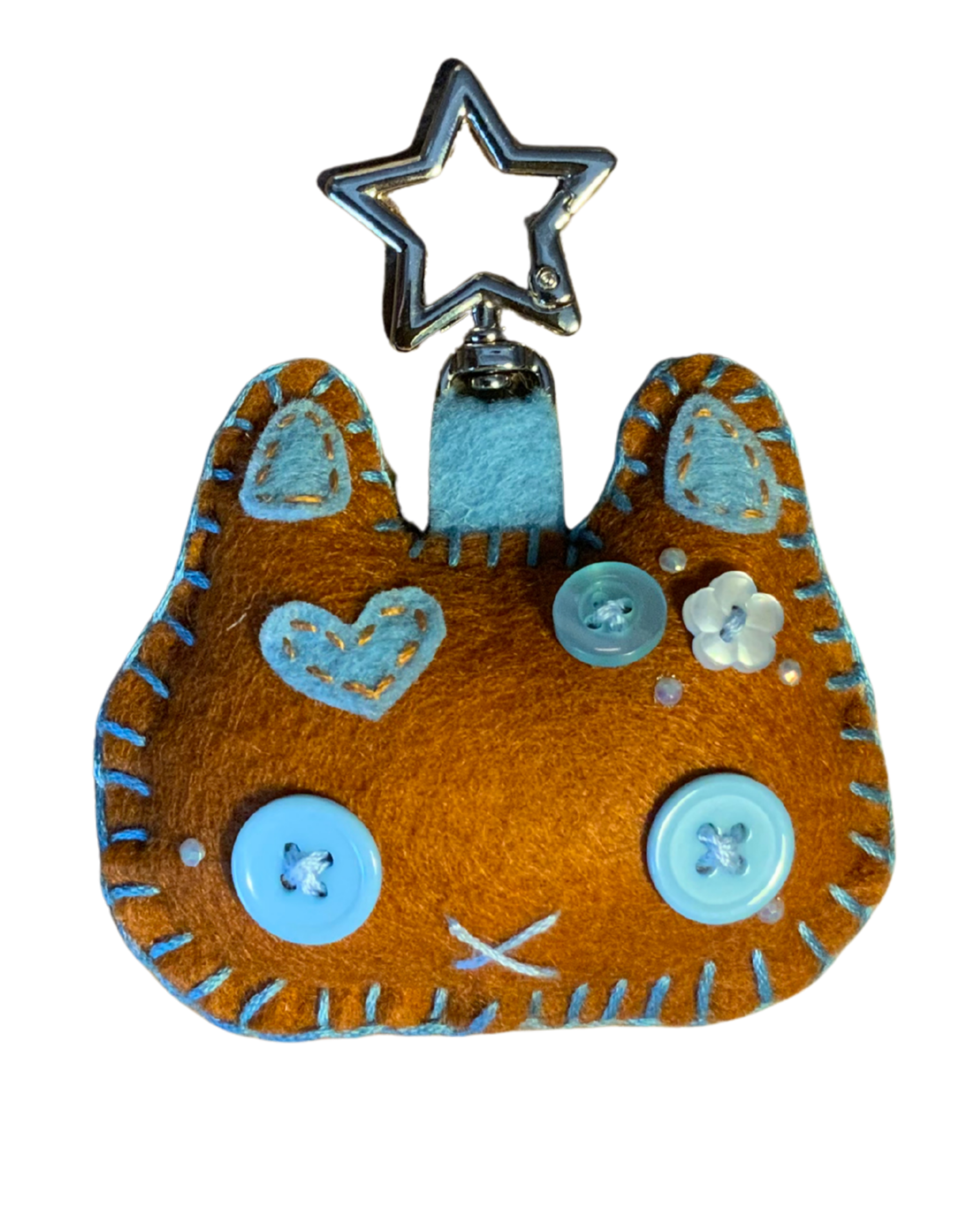 Cat Uncrustable Baby Keychain - Tan & Light Blue
