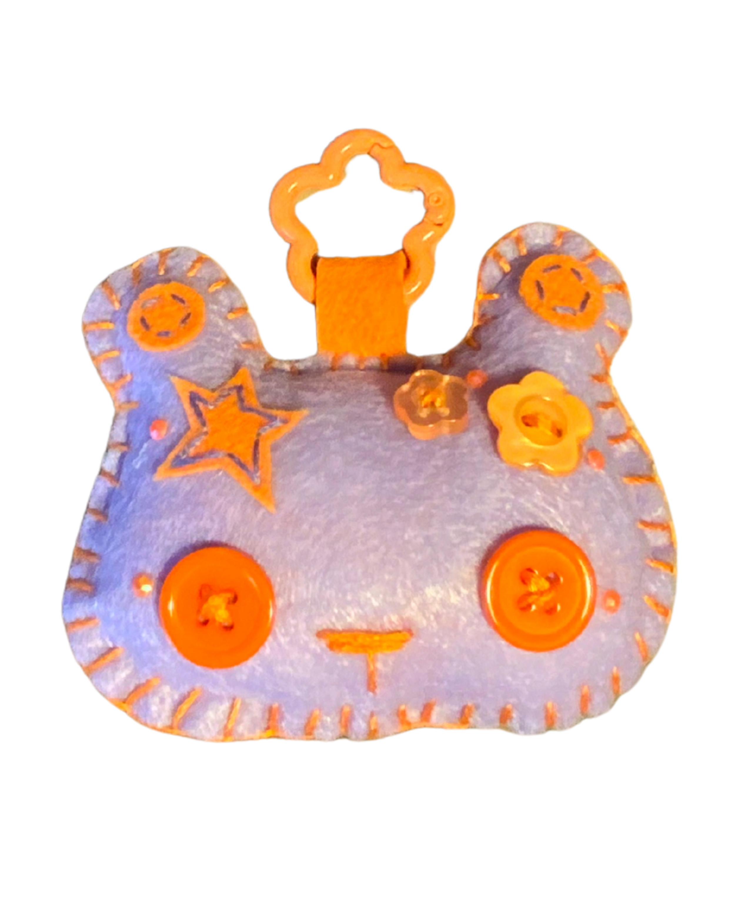 Bear Uncrustable Baby Keychain - Lilac & Orange