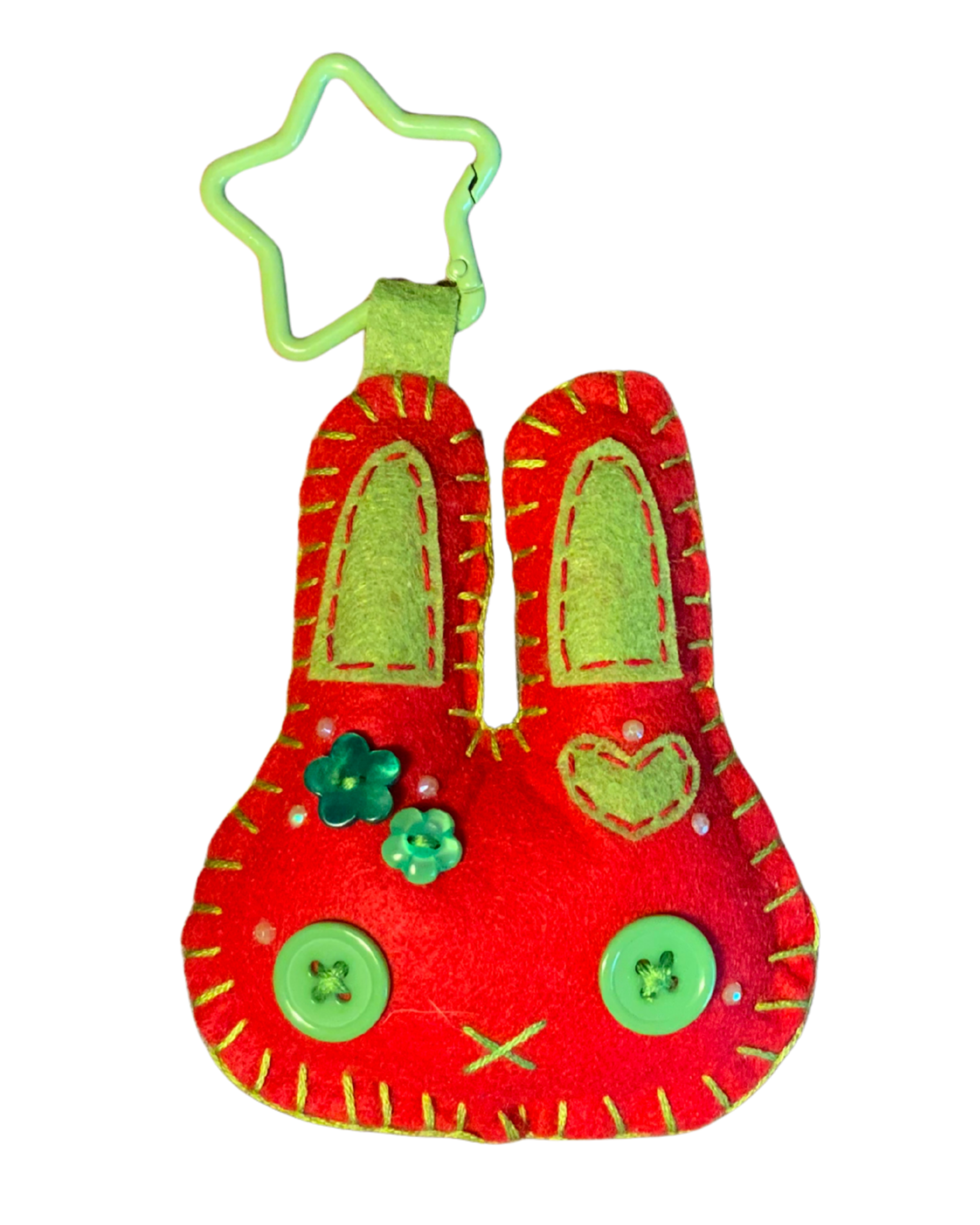 Bunny Uncrustable Baby Keychain - Red & Lime