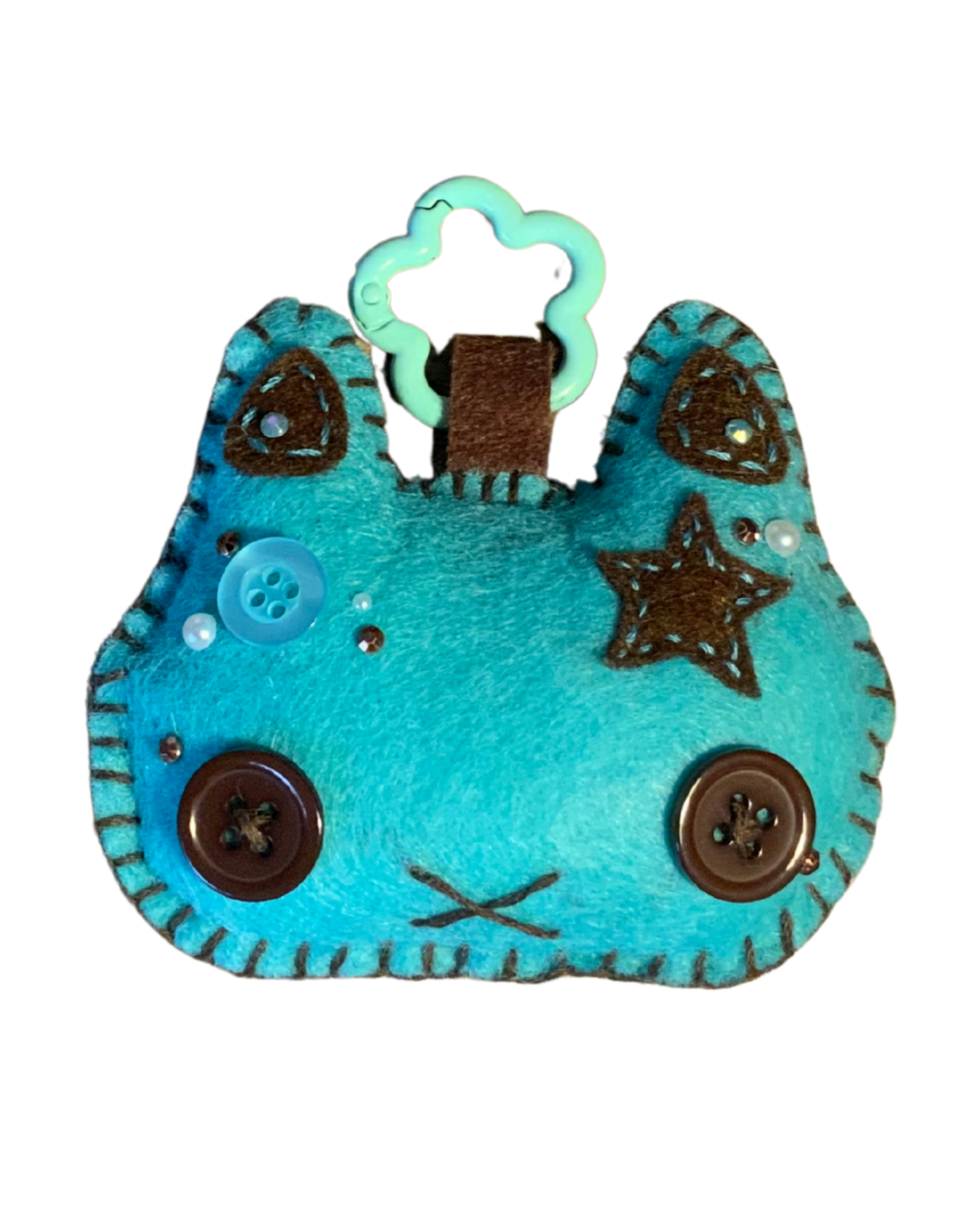 Cat Uncrustable Baby Keychain - Aqua & Brown