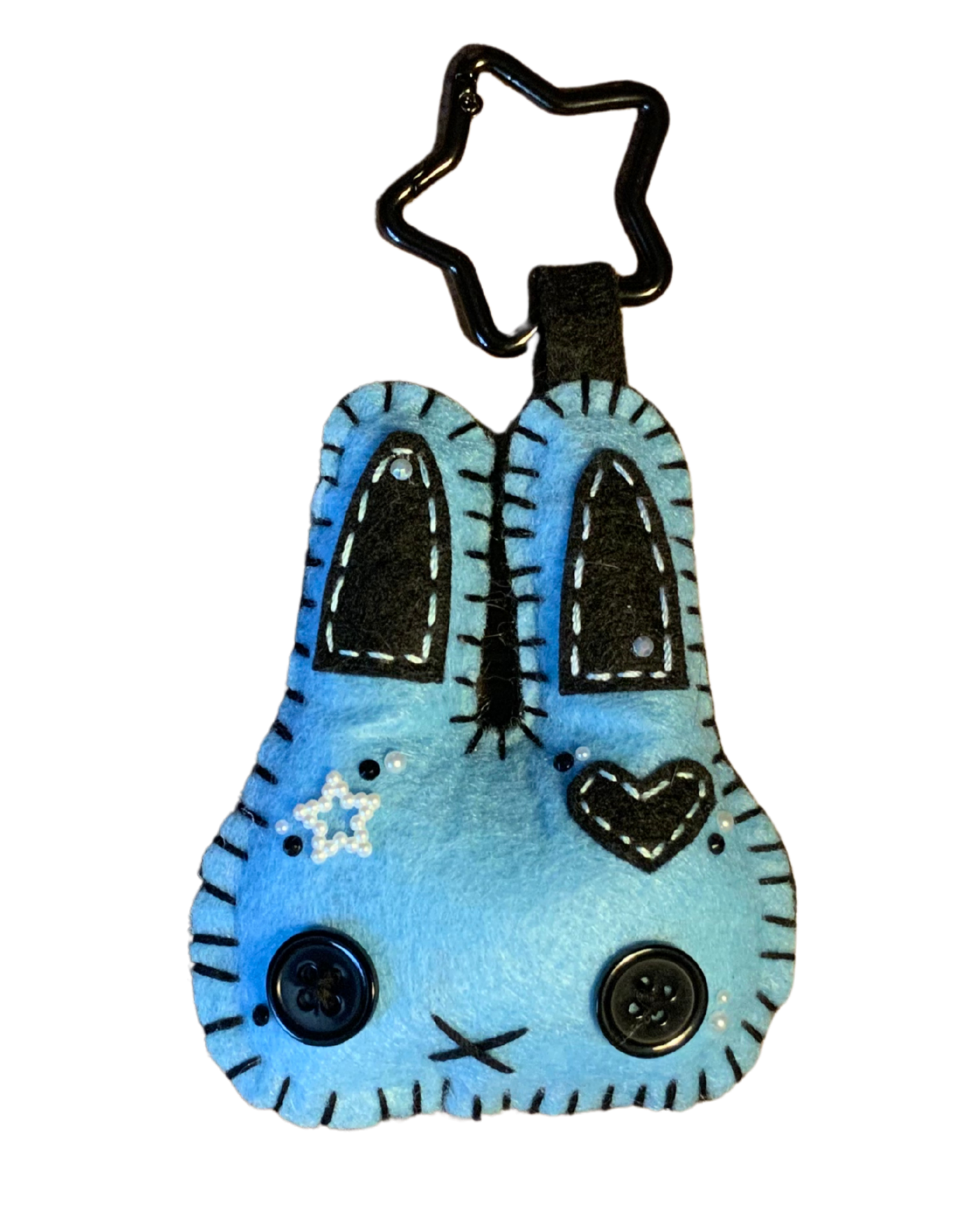 Bunny Uncrustable Baby Keychain - Light Blue & Black