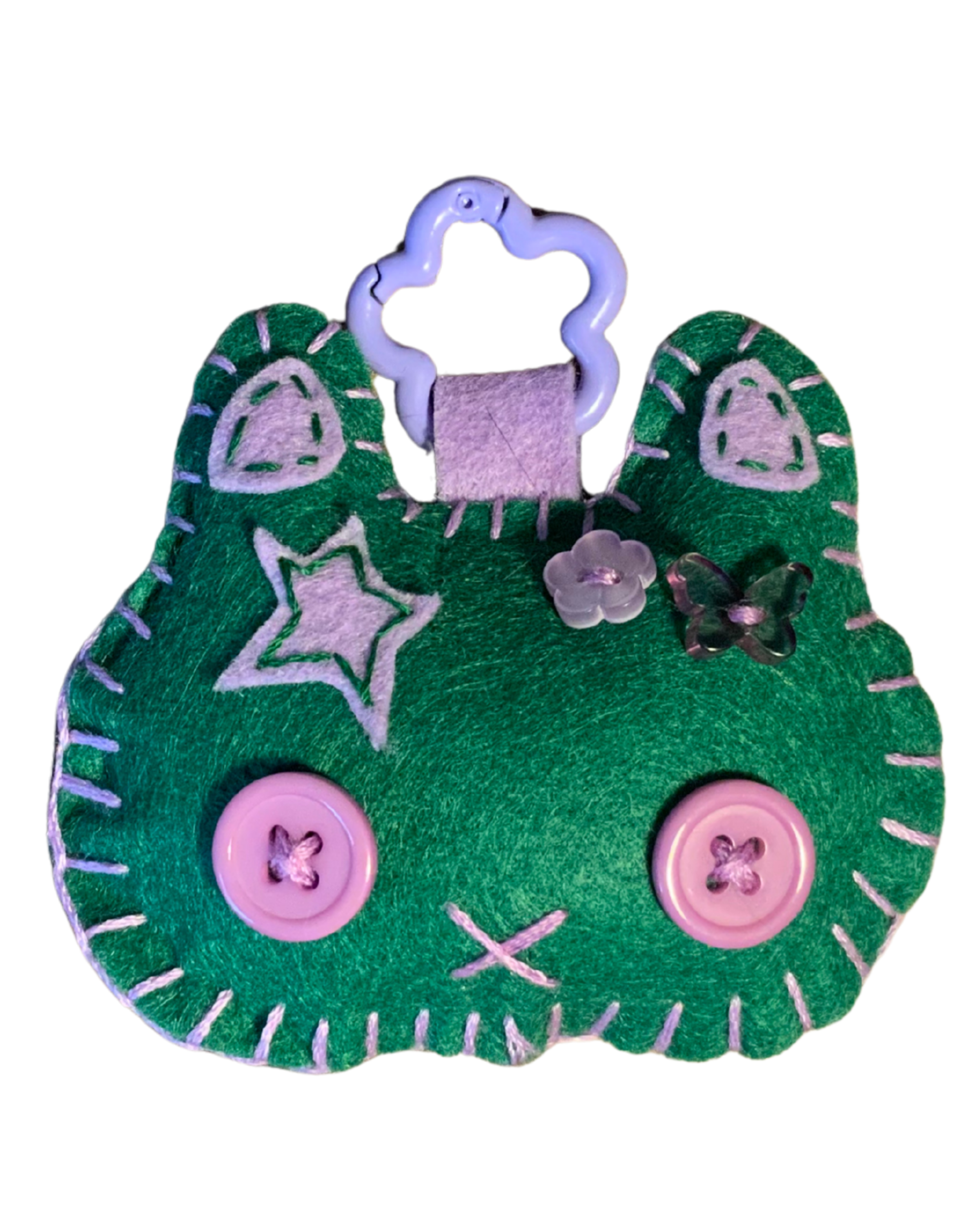 Cat Uncrustable Baby Keychain - Emerald & Lilac