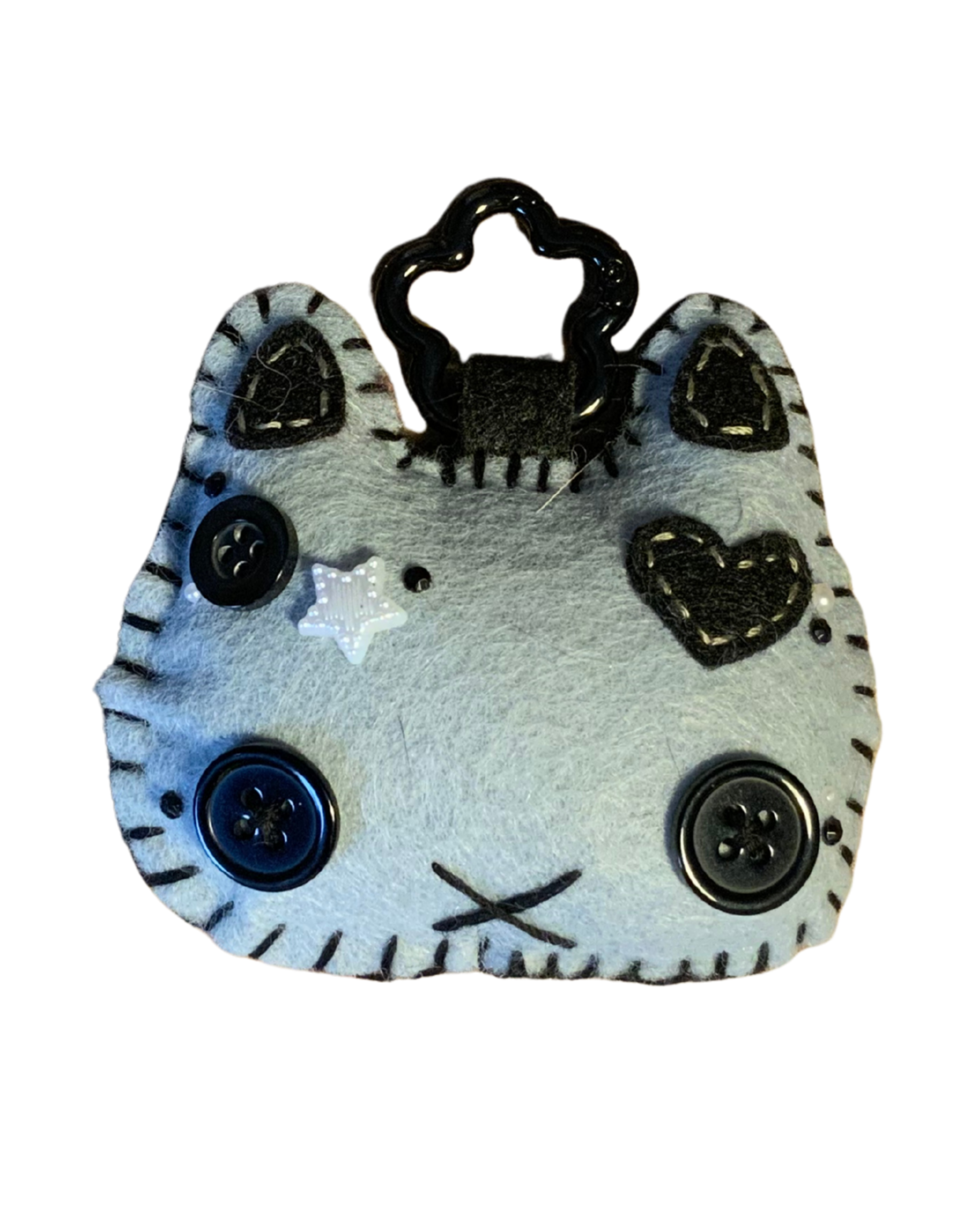 Cat Uncrustable Baby Keychain - Grey & Black