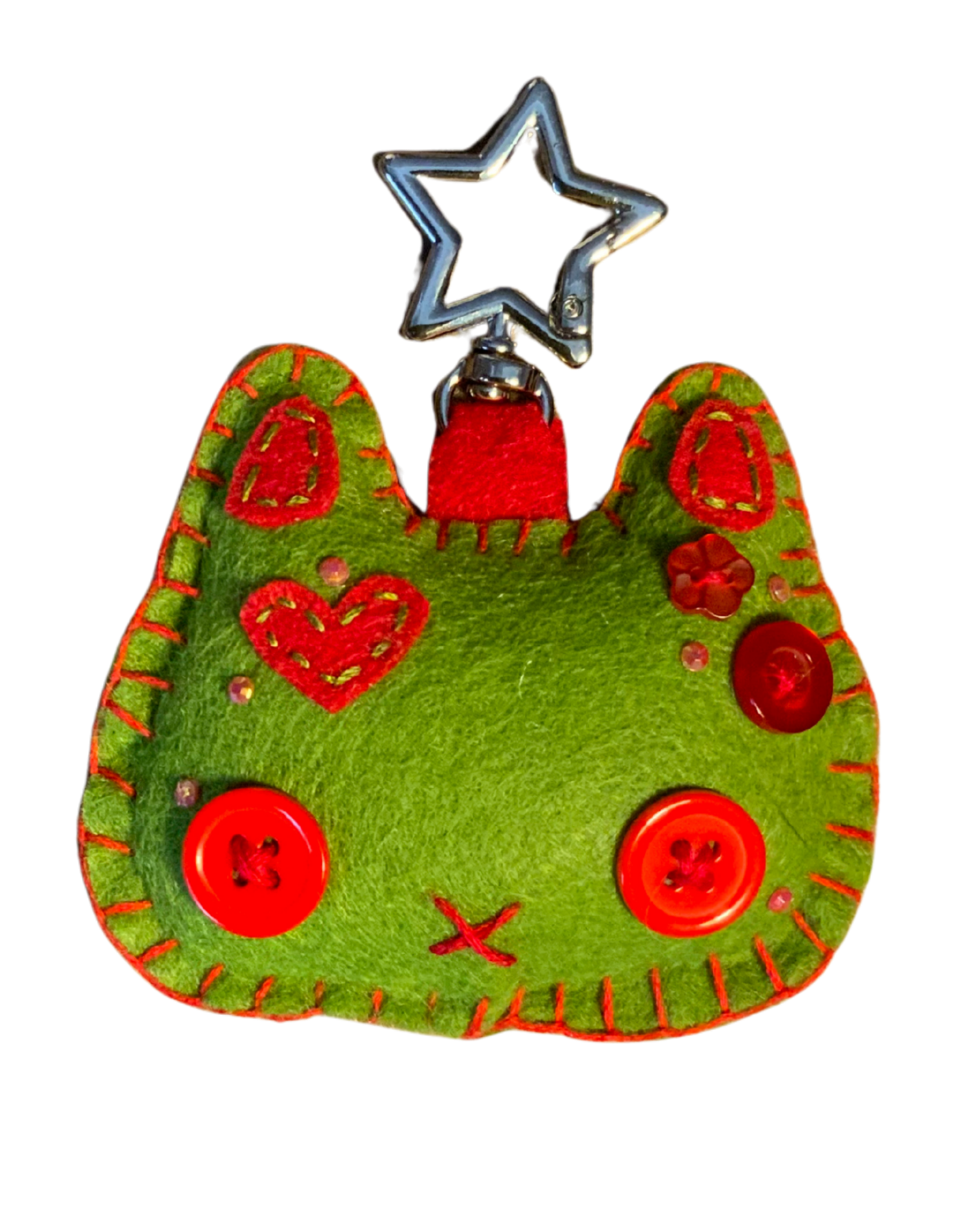 Cat Uncrustable Baby Keychain - Lime & Red